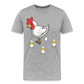 Poule de Pâques poussin bébé oeufs coquille d’oeuf volaille - T-shirt bio Premium Homme - gris chiné - Devant - Damien (186cm)