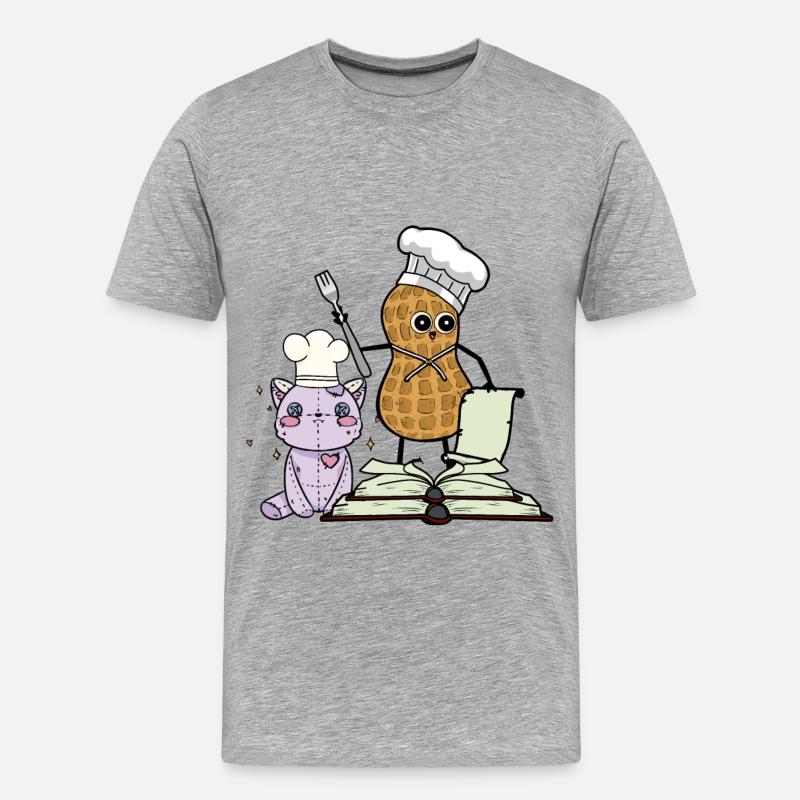 ERDNUSS KOCH FREUNDE KOCHEN - Männer Premium Bio T-Shirt - Grau meliert