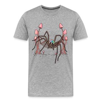 Spinne Spinnen abhängen Hängematte Spinnennetz - Männer Premium Bio T-Shirt - Grau meliert - Vorne - Damien (186cm)