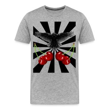 Rockabilly Rétro Corbeau Corbeau Cerises - T-shirt bio Premium Homme - gris chiné - Devant - Damien (186cm)