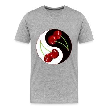 Rockabilly Cerise Cerise Fruit Asie - T-shirt bio Premium Homme - gris chiné - Devant - Damien (186cm)