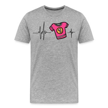 Sport Passion | Rythme Cœur Maillot Numéro 1 - T-shirt bio Premium Homme - gris chiné - Devant - Damien (186cm)