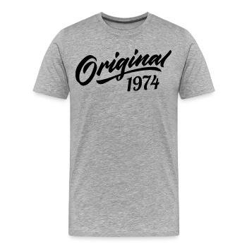 Vintage 1974 Anniversaire 1974 Original 1974  - T-shirt bio Premium Homme - gris chiné - Devant - Damien (186cm)