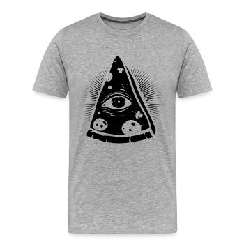 PIZZA ILLUMINATI | LUSTIGES PYRAMIDEN DESIGN IDEE - Männer Premium Bio T-Shirt - Grau meliert - Vorne - Damien (186cm)