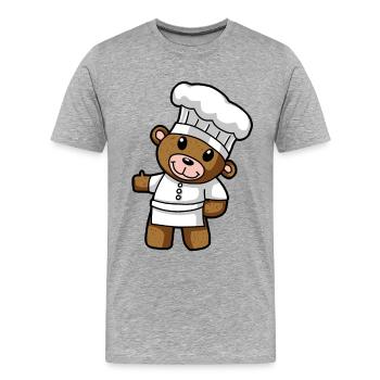 Culinary Art Teddy Chef Kitchen Drawing Comic Bear - Men's Premium Organic T-Shirt - heather grey - Front - Damien (186cm)