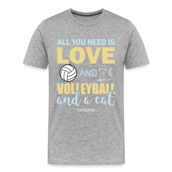Volleyball Sport Team Team Cat Gift - Men's Premium Organic T-Shirt - heather grey - Front - Damien (186cm)