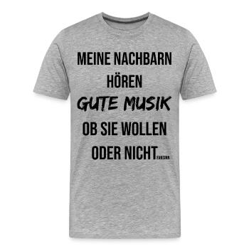 Nachbar gute Musik laut lustiger Spruch Geschenk - Männer Premium Bio T-Shirt - Grau meliert - Vorne - Damien (186cm)