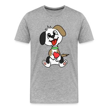 Chien Chien Chiens Animaux Coeur Chien Ami Enfant - T-shirt bio Premium Homme - gris chiné - Devant - Damien (186cm)
