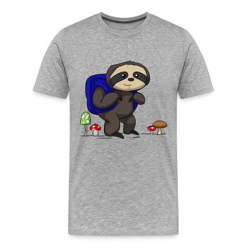 Sloth backpack fautier excursion hike - Men's Premium Organic T-Shirt - heather grey - Front - Damien (186cm)