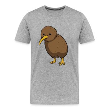 Kiwi Vogel - Männer Premium Bio T-Shirt - Grau meliert - Vorne - Damien (186cm)
