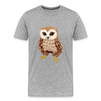 Owl wild animals forest animals owls zoology nocturnal - Men's Premium Organic T-Shirt - heather grey - Front - Damien (186cm)