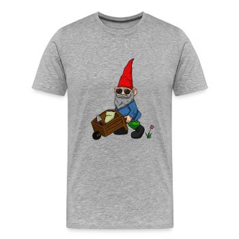 Nain de jardin brouette jardin pelle naine - T-shirt bio Premium Homme - gris chiné - Devant - Damien (186cm)