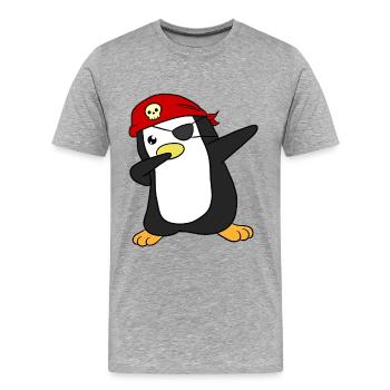 Pirate pingouin pirate - T-shirt bio Premium Homme - gris chiné - Devant - Damien (186cm)