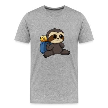 Wanderer Faultier Wanderung Bergsteiger - Männer Premium Bio T-Shirt - Grau meliert - Vorne - Damien (186cm)