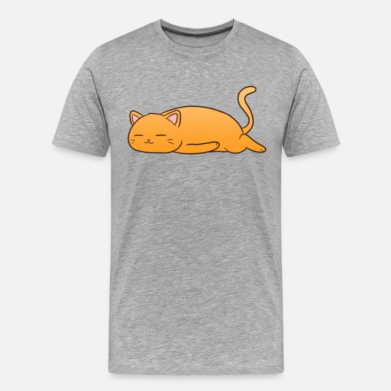 Sleeping Cat - Männer Premium Bio T-Shirt - Grau meliert