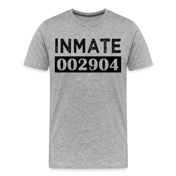 Inmate Prison Outfit Prisoner Halloween Costume - Men's Premium Organic T-Shirt - heather grey - Front - Damien (186cm)