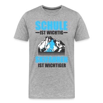 Schule ist wichtig Skifahren ist wichtiger ski - Männer Premium Bio T-Shirt - Grau meliert - Vorne - Damien (186cm)