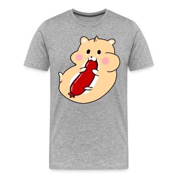Hamster au salami - T-shirt bio Premium Homme - gris chiné - Devant - Damien (186cm)