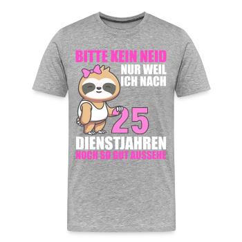 25 Jahre im Dienst 25 Jähriges Dienstjubiläum - Männer Premium Bio T-Shirt - Grau meliert - Vorne - Damien (186cm)