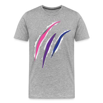 Bisexual Bi Pride Flag Scratch - Männer Premium Bio T-Shirt - Grau meliert - Vorne - Damien (186cm)