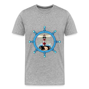 Volant maritime Phare Côte Tempête Ahoy - T-shirt bio Premium Homme - gris chiné - Devant - Damien (186cm)