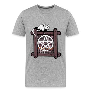 Pentagramme magique occulte de rongeur spirituel - T-shirt bio Premium Homme - gris chiné - Devant - Damien (186cm)