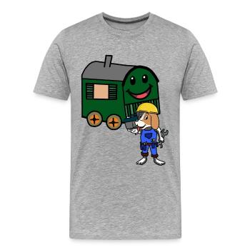 Construction trailer Craftsmen's craft Carpenter's hut - Men's Premium Organic T-Shirt - heather grey - Front - Damien (186cm)