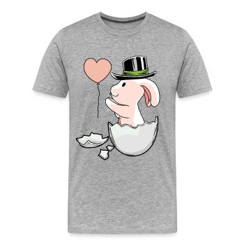 Lapin de Pâques Ballon Oeuf Coquille Lapin de Pâques - T-shirt bio Premium Homme - gris chiné - Devant - Damien (186cm)