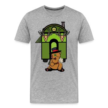 Construction roulotte cabane forêt ours brun monstre amoureux de la nature - T-shirt bio Premium Homme - gris chiné - Devant - Damien (186cm)