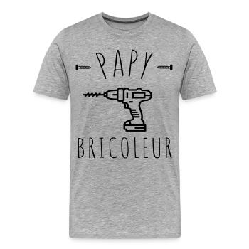 Papy bricoleur humour bricolage cadeau grand-père - T-shirt bio Premium Homme - gris chiné - Devant - Damien (186cm)