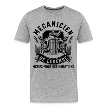 Mécanicien de légende cadeau mécanique homme - T-shirt bio Premium Homme - gris chiné - Devant - Damien (186cm)
