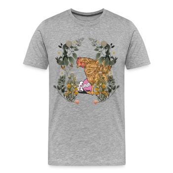 Easter, Easter Eggs, Hen, Chicken, Rural, Nature, Eggs - Men's Premium Organic T-Shirt - heather grey - Front - Damien (186cm)