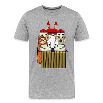 Paresseux, Sleepyhead, Mürchen, Heure, Bonne Nuit - T-shirt bio Premium Homme - gris chiné - Devant - Damien (186cm)