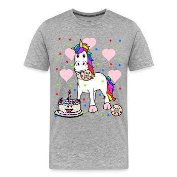 Unicorn Birthday Birthday Greetings Kid Kids - Men's Premium Organic T-Shirt - heather grey - Front - Damien (186cm)