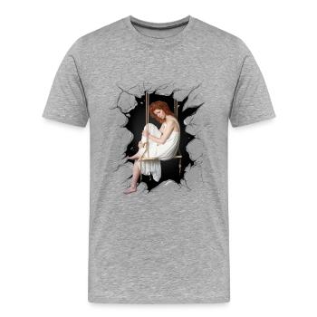 Mädchen Emotionen Gefühle Depression Trauer - Männer Premium Bio T-Shirt - Grau meliert - Vorne - Damien (186cm)
