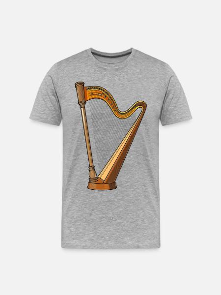 Harfe - Männer Premium Bio T-Shirt - Grau meliert