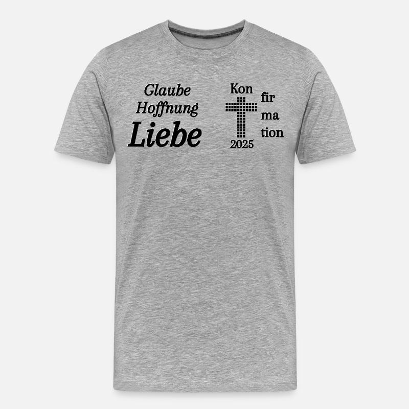 Konfirmation 2025 Glaube Hoffnung Liebe Bibel - Männer Premium Bio T-Shirt - Grau meliert