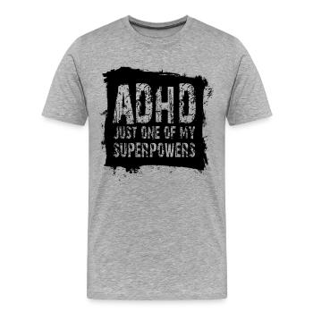 TDAH - T-shirt bio Premium Homme - gris chiné - Devant - Damien (186cm)