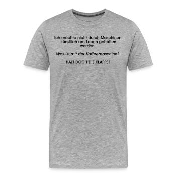 Humorvoller Kaffeeautomaten-Spruch - Männer Premium Bio T-Shirt - Grau meliert - Vorne - Damien (186cm)