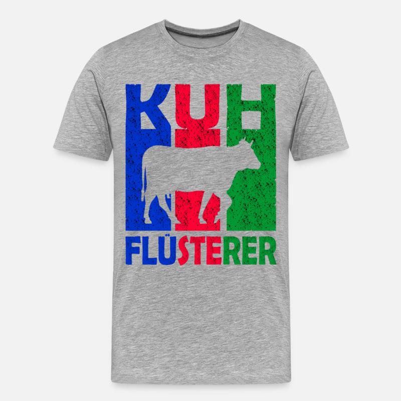 Kuh Flüsterer Retro Geschenk - Männer Premium Bio T-Shirt - Grau meliert