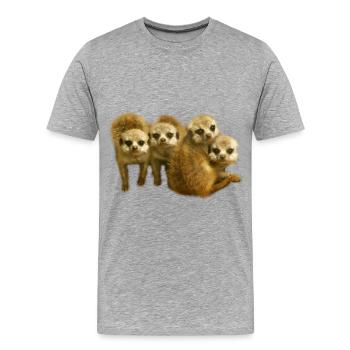 Lustiges Erdmännchen Junges Meerkat Geschenk - Männer Premium Bio T-Shirt - Grau meliert - Vorne - Damien (186cm)