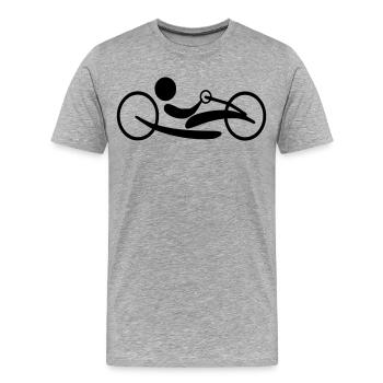 Vélo à main Lie. Vélo couché pour les personnes en fauteuil roulant # - T-shirt bio Premium Homme - gris chiné - Devant - Damien (186cm)
