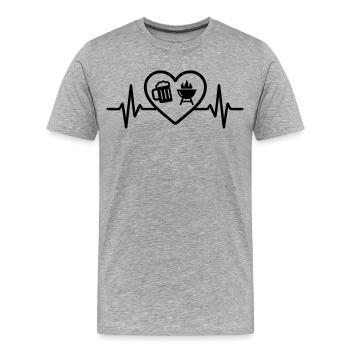 Barbecue à la bière au cœur - T-shirt bio Premium Homme - gris chiné - Devant - Damien (186cm)