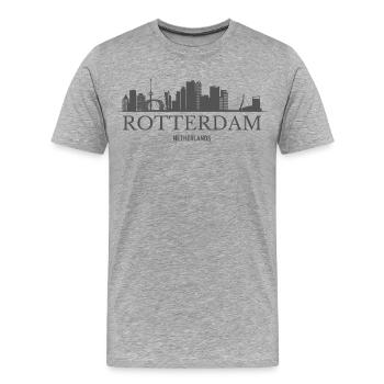 Rotterdam, Pays-Bas, silhouette de Rotterdam - T-shirt bio Premium Homme - gris chiné - Devant - Damien (186cm)