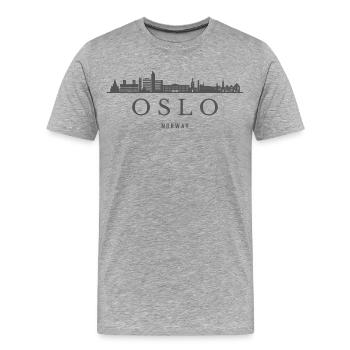 Oslo, Norvège, silhouette d’Oslo - T-shirt bio Premium Homme - gris chiné - Devant - Damien (186cm)