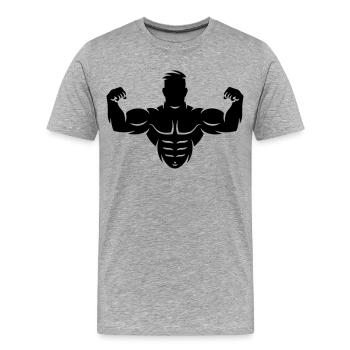 Bodybuilder (Culturisme / Biceps / Biscoteau) - T-shirt bio Premium Homme - gris chiné - Devant - Damien (186cm)