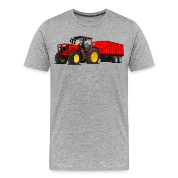 Tracteur avec remorque - T-shirt bio Premium Homme - gris chiné - Devant - Damien (186cm)