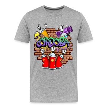 Cordoba Espagne Ville Graffiti Sprayer Skater - T-shirt bio Premium Homme - gris chiné - Devant - Damien (186cm)