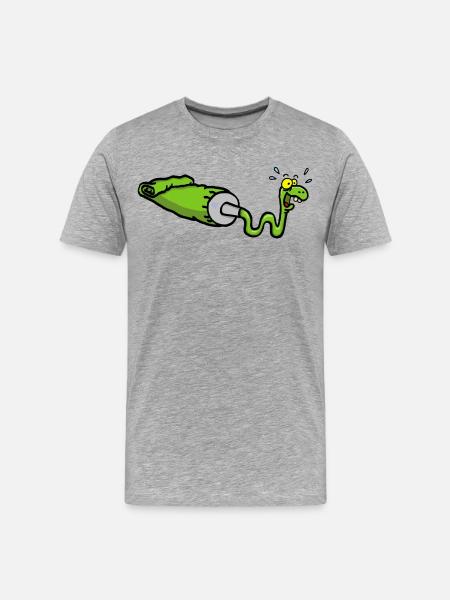 Green snake and gouache tube - Men's Premium Organic T-Shirt - heather grey
