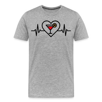 Cocktail Cœur Apéritif Boisson - T-shirt bio Premium Homme - gris chiné - Devant - Damien (186cm)